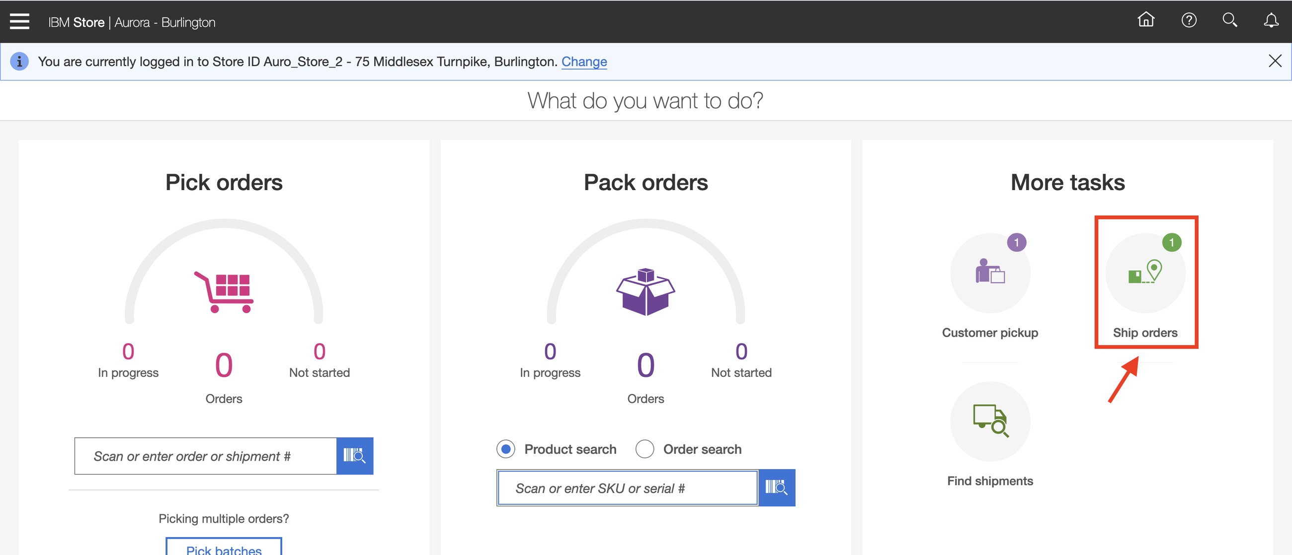 Ship orders: one package waiting for the carrier.